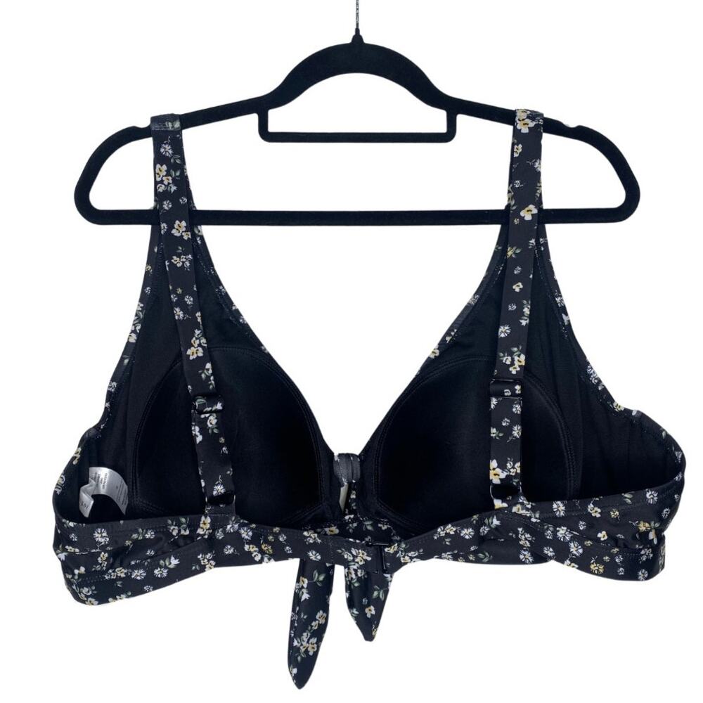 Social Angel Tie Front Bikini Top Size 3X Dark Floral Grunge Moody Romanticism - Picture 11 of 11